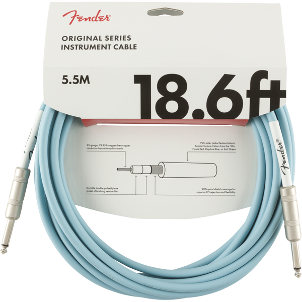 Fender Original Series 18.6 ft. Straight Instrument Cable, Daphne Blue (099-0520-003)