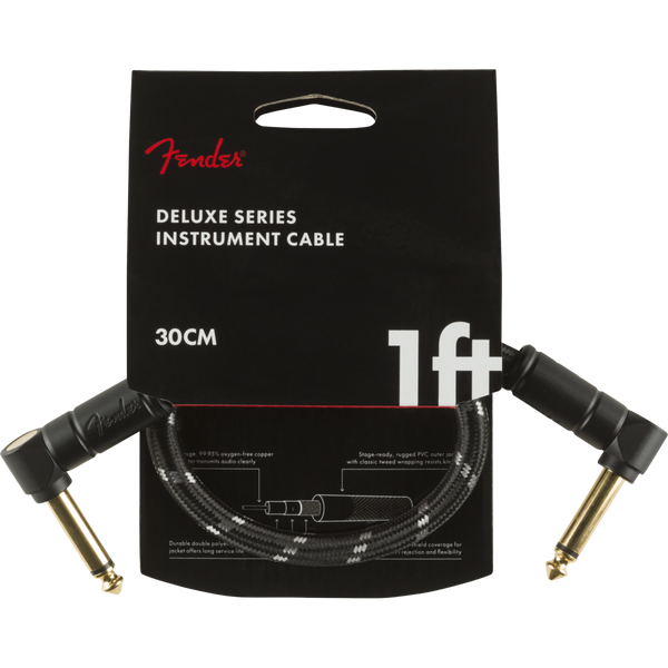 Fender Deluxe Series 1 ft. Right Angle Instrument Cable, Black Tweed (099-0820-095)