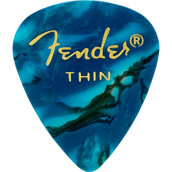 Fender Premium Celluloid 351 Shape Guitar Picks, Thin, Ocean Turquoise, 12-Pack (198-0351-708)