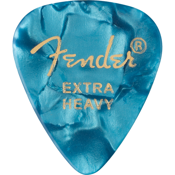 Fender Premium Celluloid 351 Shape Guitar Picks, Extra Heavy, Ocean Turquoise, 12-Pack (198-0351-608)