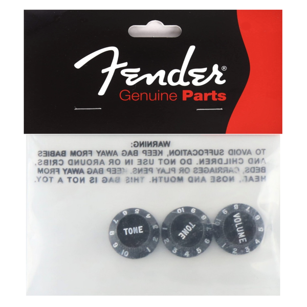 Fender Stratocaster Control Knobs, Set of 3, Black (099-1365-000)