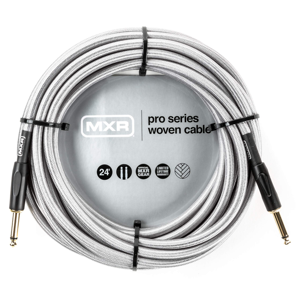 MXR DCIW24 Pro Series Woven 24 ft. Straight Instrument Cable, Silver (MXR-DCIW24)