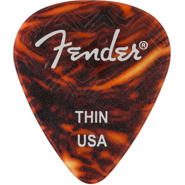 Fender Wavelength Celluloid 351 Shape Guitar Picks, Thin, Tortoise Shell, 6-Pack (198-3351-100)