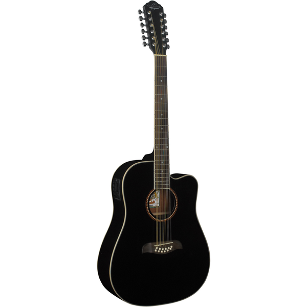 Oscar Schmidt OD312CEB 12-String Dreadnought Acoustic Electric Guitar, Black (OD312CEB)