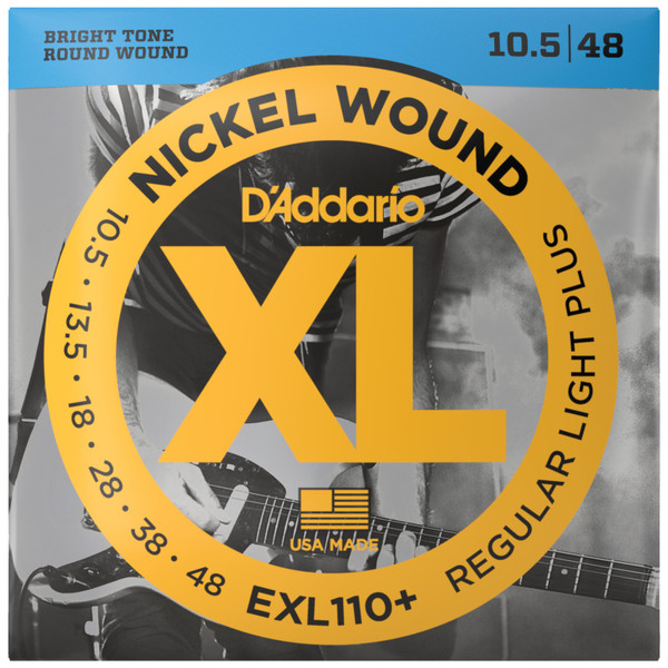 D'Addario EXL110+ XL Nickel Wound Electric Guitar Strings, 10.5-48 Regular Light Plus (EXL110+)