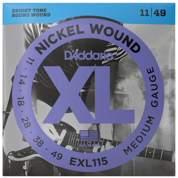 D'Addario EXL115 XL Nickel Wound Electric Guitar Strings, 11-49 Medium (EXL115)