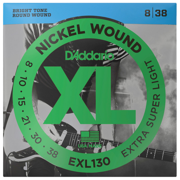 D'Addario EXL130 XL Nickel Wound Electric Guitar Strings, 08-38 Extra Super Light (EXL130)