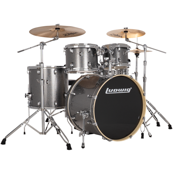 Ludwig LE522028 Element Evolution 5-Piece Drum Set with Zildjian Cymbals, Platinum Sparkle (LE522028)