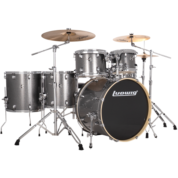 Ludwig LE622028 Element Evolution 6-Piece Drum Set with Zildjian Cymbals, Platinum Sparkle (LE622028)