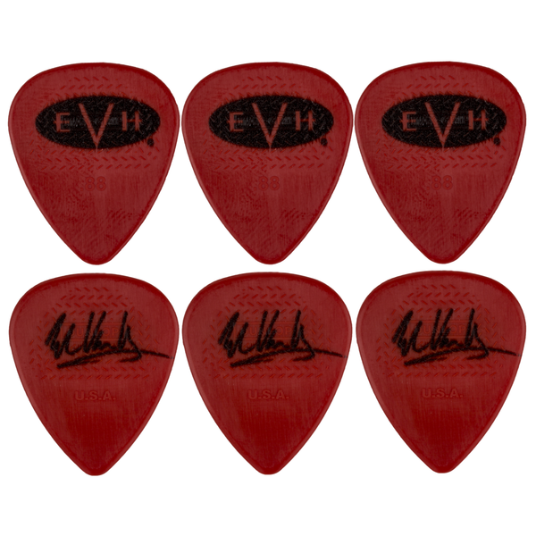 EVH Eddie Van Halen Signature Guitar Picks, Dunlop Max-Grip .88mm, Red, 6-Pack (022-1351-204)