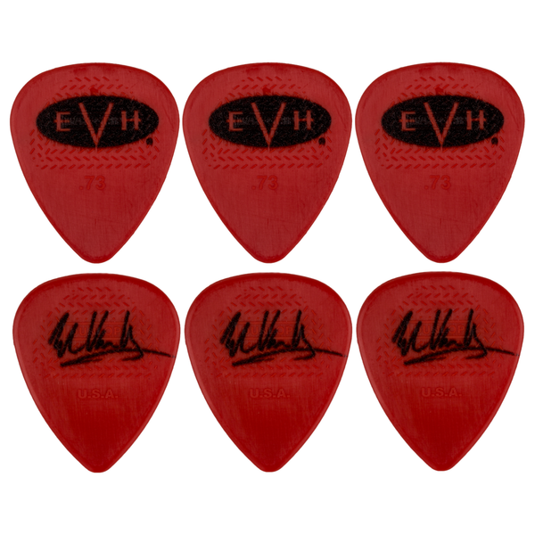 EVH Eddie Van Halen Signature Guitar Picks, Dunlop Max-Grip .73mm, Red, 6-Pack (022-1351-203)