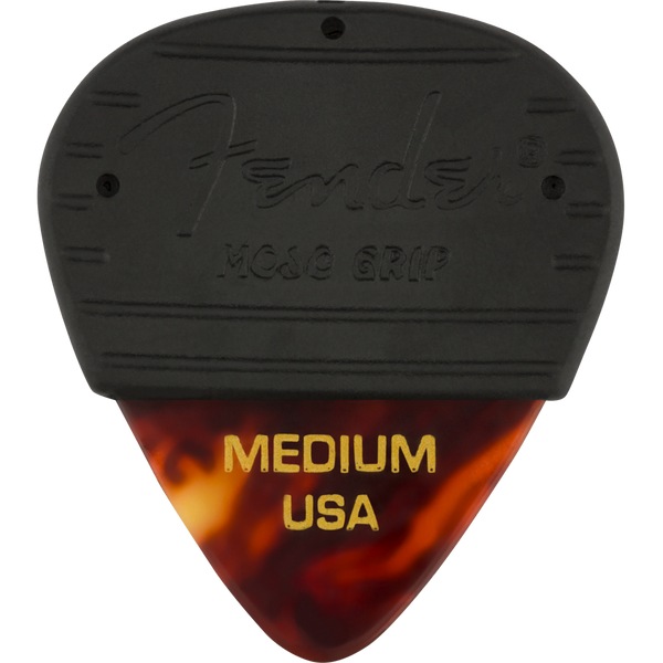 Fender Mojo Grip 351 Celluloid Guitar Picks, Medium, Tortoise Shell, 3-Pack (198-5351-800)