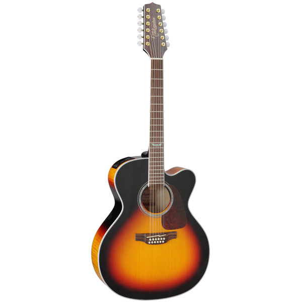 Takamine GJ72CE-12BSB Jumbo Cutaway 12-String Acoustic-Electric Guitar, Brown Sunburst 