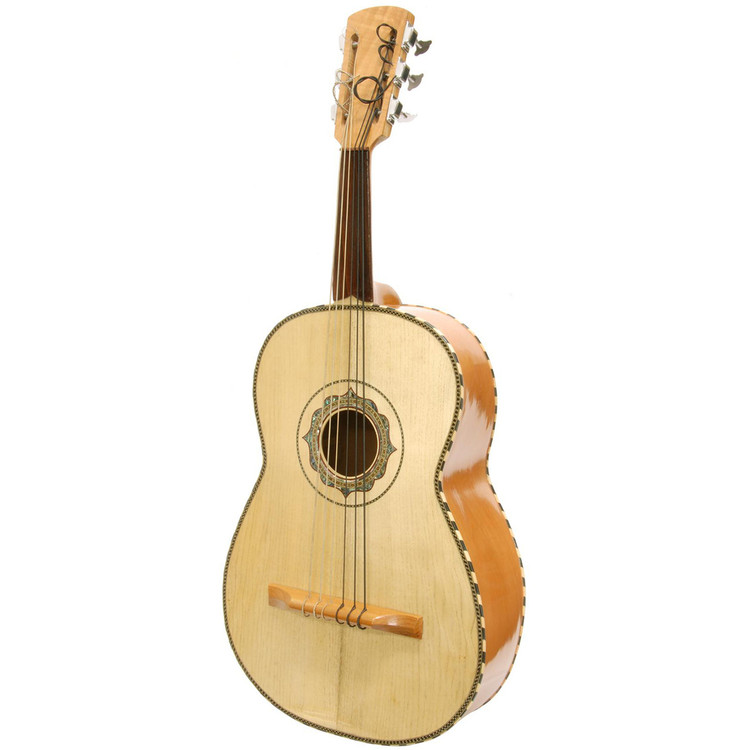 Paracho Elite Guitarron Mariachi Guitar with Gig Bag, Natural (PE