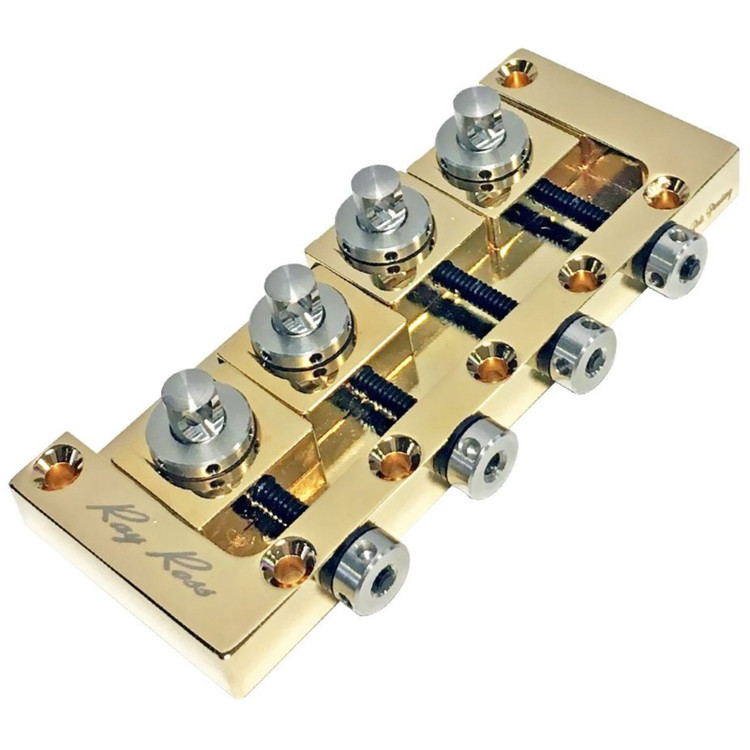 Ray Ross RRB4G SaddleLess 4String Electric Bass Guitar Bridge, Gold