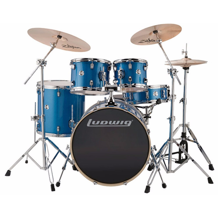 Ludwig LCEE22023EXP Element Evolution 5-Piece Drum Set with Hardware, Blue  Sparkle