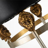 Lucas + McKearn Armory Short Black 26" Bar Stool in Silver & Gold with Black Leather Seat and Sculpted Face Legs