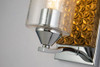  Lucas + McKearn Arcadia 1 Light Bath Bar in Chrome and Gold with Clear Seeded Glass