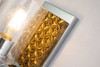  Lucas + McKearn Arcadia 1 Light Bath Bar in Chrome and Gold with Clear Seeded Glass