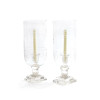 Go Home Ltd - Pair of Etched Glass Greek Key Hurricanes