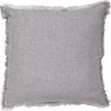 Ellora Casa by India's Heritage Solid Linen Fringe Pillow in Light Grey