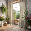 Jute Grid Cotton Curtain in Ivory by Ellora Casa by India's Heritage
