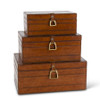 Set of 3 Brown Leather Suede Lined Nesting Boxes by K&K Interiors