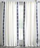 Hadlee Linen Embroidery Curtain Ivory Navy by Ellora Casa by India's Heritage