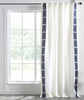 Hadlee Linen Embroidery Curtain Ivory Navy by Ellora Casa by India's Heritage