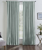 Valencia Faux Silk Taffeta Curtain in Smokey Blue by Ellora Casa by India's Heritage