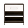 Essentials For Living - Wrenn 1-Drawer Nightstand Burnished Brown Acacia, Matte White, Antique Bronze