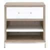 Essentials For Living - Wrenn 1-Drawer Nightstand Natural Gray Acacia, Matte White, Brushed Stainless Steel