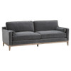 Essentials For Living - Parker 86' Post Modern Sofa in Dark Dove Velvet, Natural Gray Oak