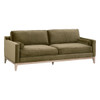 Essentials For Living - Parker 86' Post Modern Sofa in Olive Velvet, Natural Gray Oak