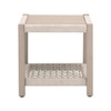 Essentials For Living - Wrap Outdoor End Table in Oat Flat Rope, Washed Ever Teak