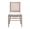 Essentials For Living Blume Dining Chair in Performance Textured Cream Linen, Natural Gray Oak, Cane (Set of 2)