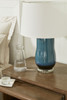 Villa & House - Savannah Lamp with 17" White Linen Shade - Dusky Ocean