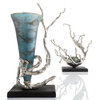 Aqueous Candleholder in Nickel And Blue Mist Glass by Cyan Design