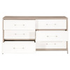 Essentials For Living - Wrenn 6-Drawer Double Dresser in Natural Gray Acacia, Matte White, Brushed Stainless Steel