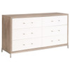Essentials For Living - Wrenn 6-Drawer Double Dresser in Natural Gray Acacia, Matte White, Brushed Stainless Steel