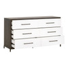 Essentials For Living - Wrenn 6-Drawer Double Dresser in Burnished Brown Acacia, Matte White, Antique Bronze