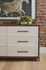 Essentials For Living - Wrenn 6-Drawer Double Dresser in Burnished Brown Acacia, Matte White, Antique Bronze
