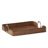 Set of 2 Nested Brown Leather Trays by K&K Interiors Set of 2 Nested Brown Leather Trays by K&K Interiors