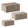 Set of 3 Beige Leather Suede Lined Nesting Boxes by K&K Interiors Set of 3 Beige Leather Suede Lined Nesting Boxes by K&K Interiors