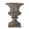 K&K Interiors 24 Inch Gray & Rust Weathered Urn