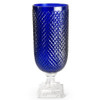 15 Inch Hobnail Sapphire Blue Vase on Clear Glass Pedestal by K&K Interiors