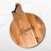 Round Acacia Cheese Board with Handle by Carved Solutions