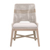 Essentials For Living Tapestry Outdoor Dining Chair in Taupe & White Flat Rope, Taupe Stripe, Performance Pumice, Washed Ever Teak (Set of 2)