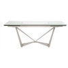 Essentials For Living - Vida Extension Dining Table in Matte Light Gray, Clear Glass