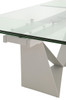 Essentials For Living - Vida Extension Dining Table in Matte Light Gray, Clear Glass